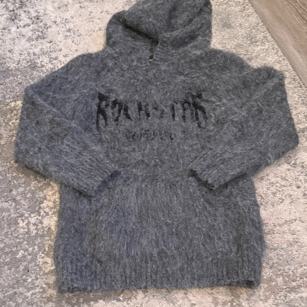 Gray Fuzzy Hooded Rockstar Original Hoodie
